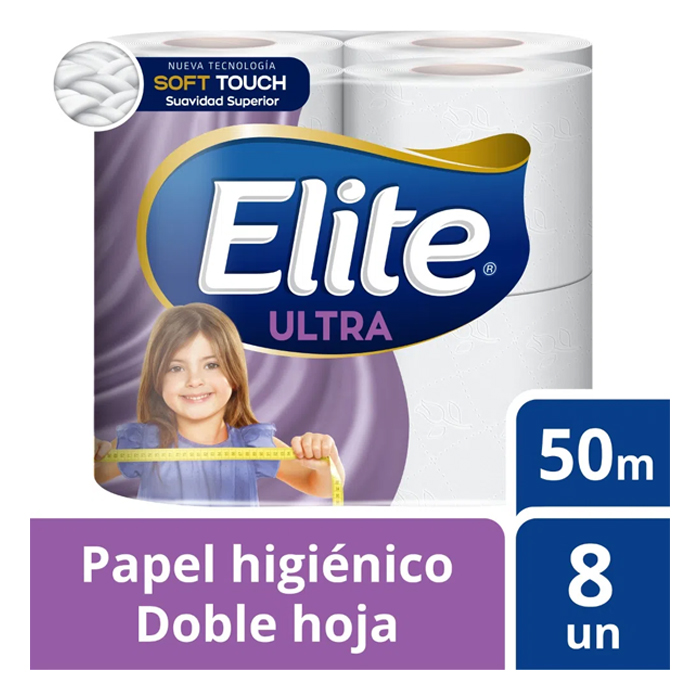 Papel Higiénico Elite Ultra Doble Hoja 50 mt X 8 und