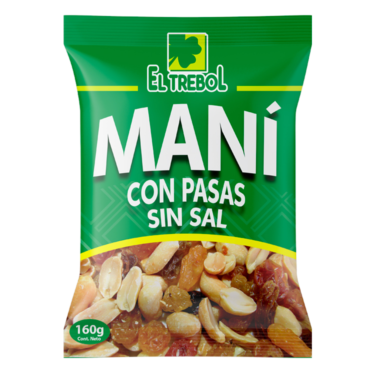 Maní Con Pasas Sin Sal El Trébol 160 gr