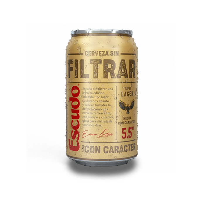 Cerveza Escudo Sin Filtrar Lata 355 Cc