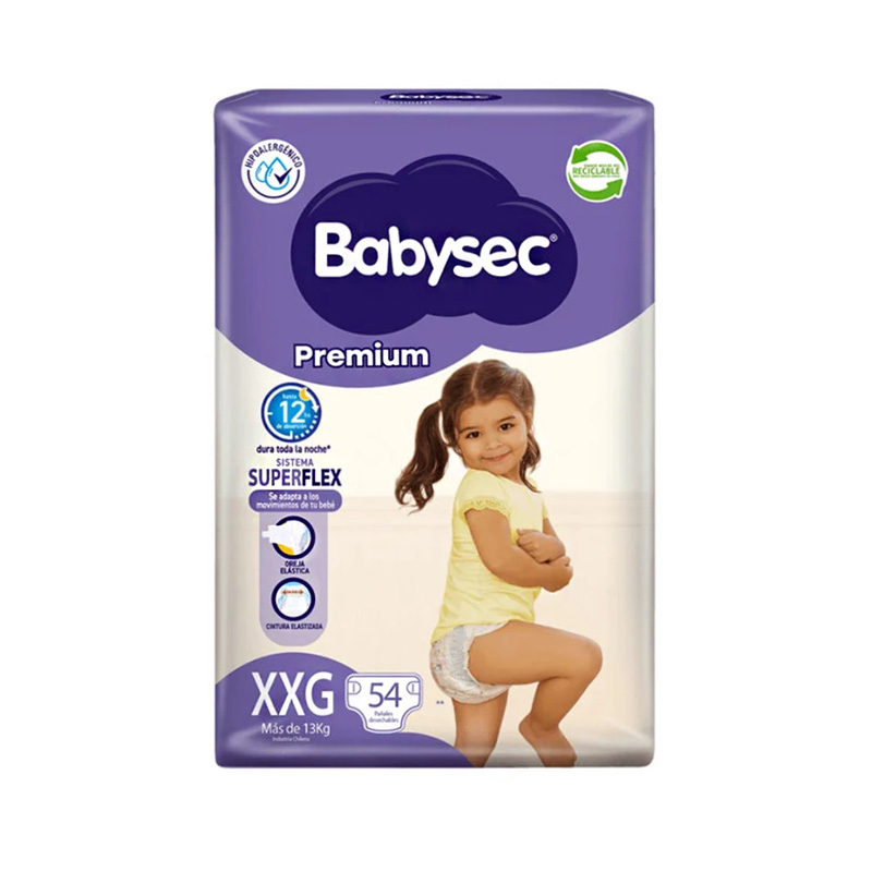 Pañal Babysec Premium XXG 54 Unidades