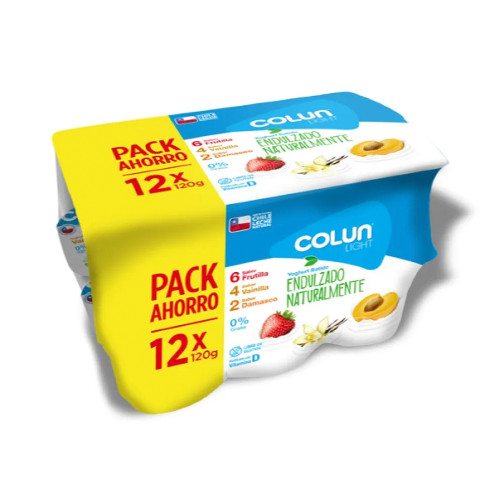Pack Yog Colun Light S/Azúcar 12 X120G