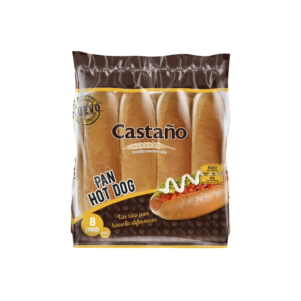 Pan Hot Dog Castaño 480 Grs