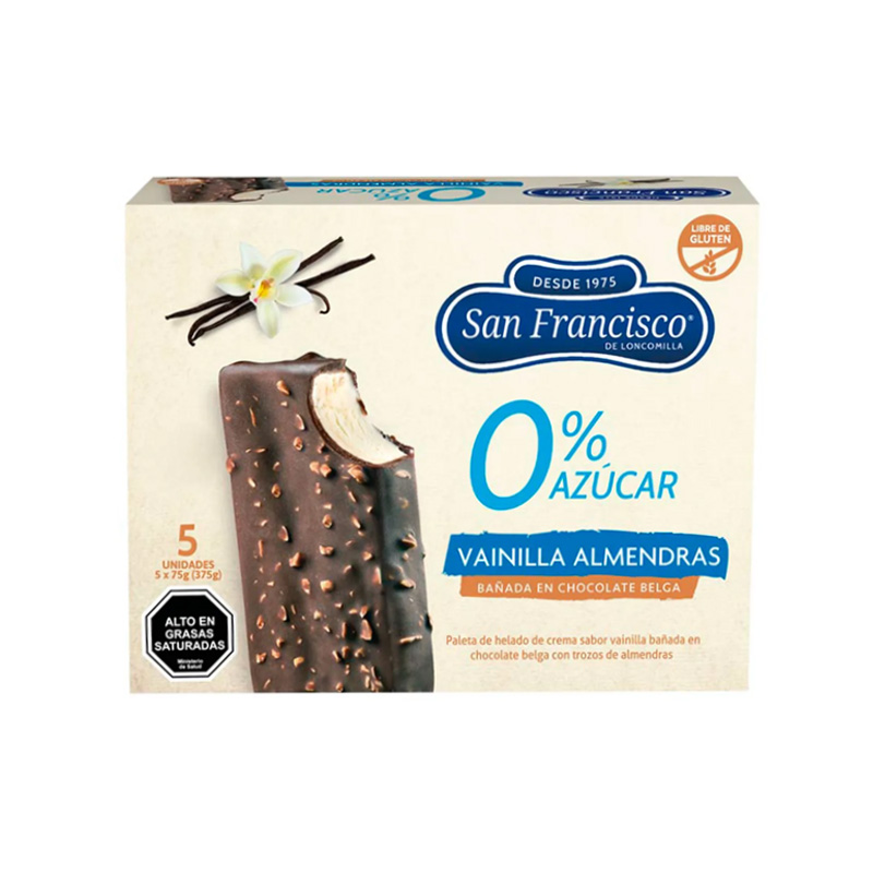 Pack Paleta Helado San Francisco Chocolate Vainilla 0% Azúcar 5 Unidades