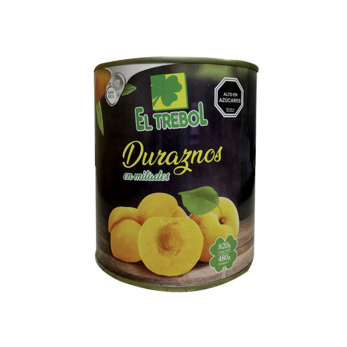 Duraznos El Trebol Mitades 820 Grs (480 Grs Drenado) 