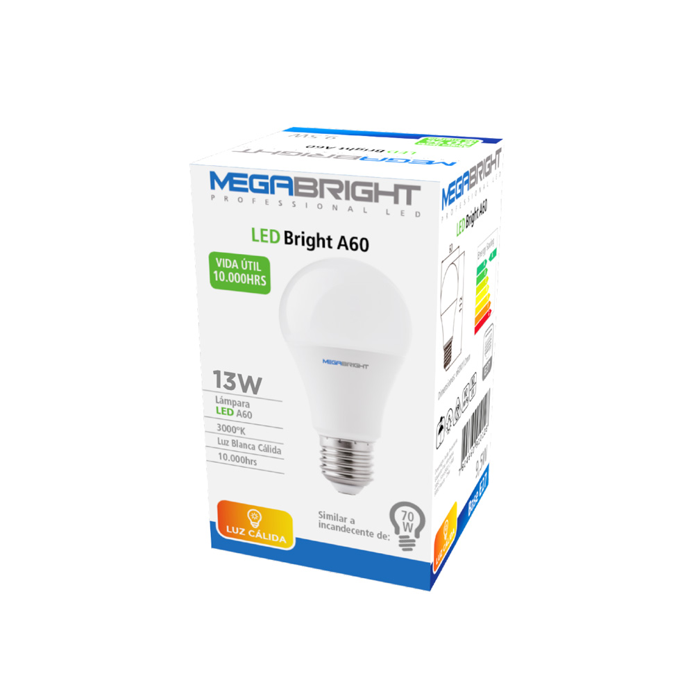 Ampolleta Led Megabright A60 Clas 13W 3000K Un
