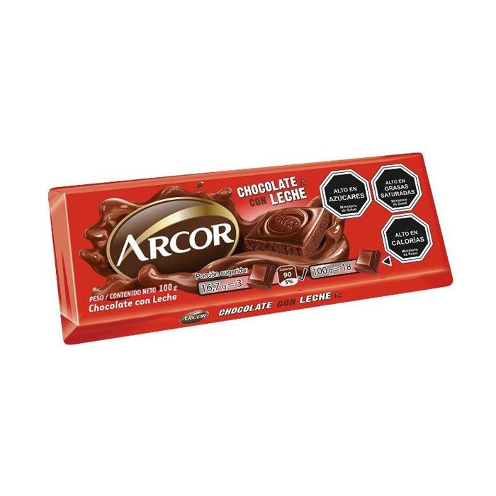Chocolate Arcor Leche 100 Grs