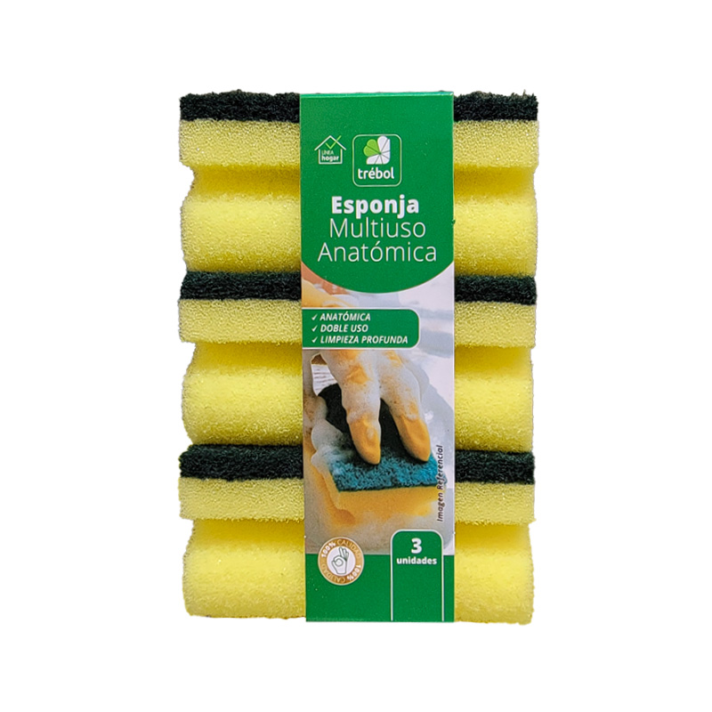 Esponja Acanalada Trébol 3 Unidades 