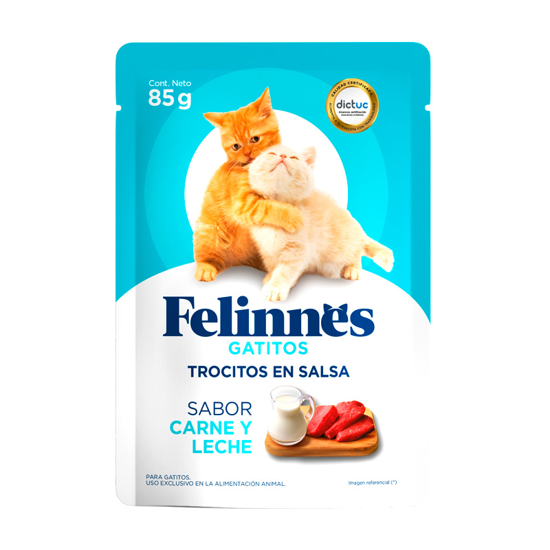 Alimento húmedo gato Felinnes pouch carne y leche 85 grs