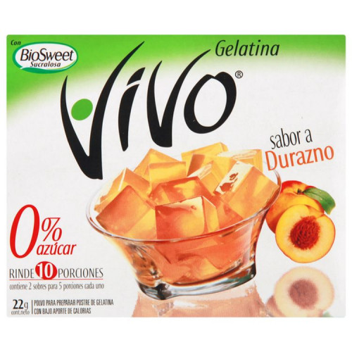 Gelatina  Vivo Durazno 22 Grs