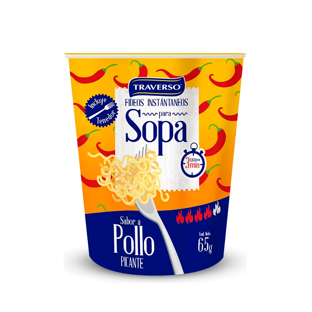 Sopa Traverso Pollo Picante Pote 65 Grs 