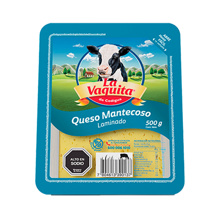 Queso Mantecoso Laminado La Vaquita 500 Grs