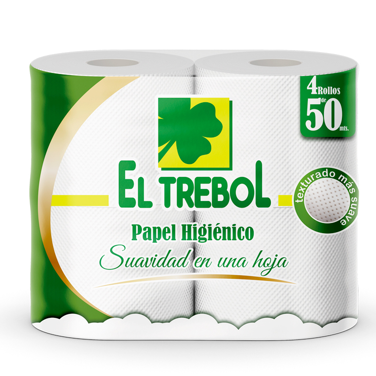 Papel Higiénico El Trebol Hoja Simple 4 Rollos 50 mts