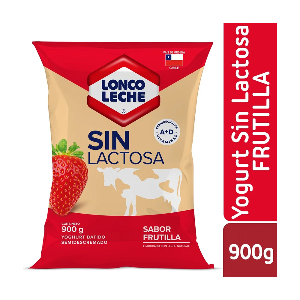 Yoghurt Lonco Leche S/Lactosa Frutilla Bolsa X L