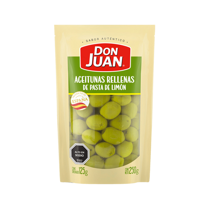 Aceituna Don Juan Rellena Limón 250 gr (125 Gr drenado)