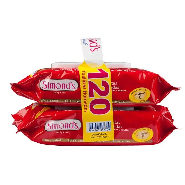 Toallita Húmeda Simonds Roja Con Tapa 120un
