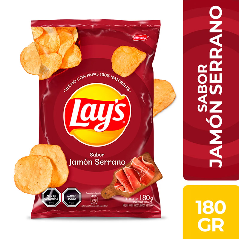 Papas Lays Mediterráneas Jamón 180 Grs 