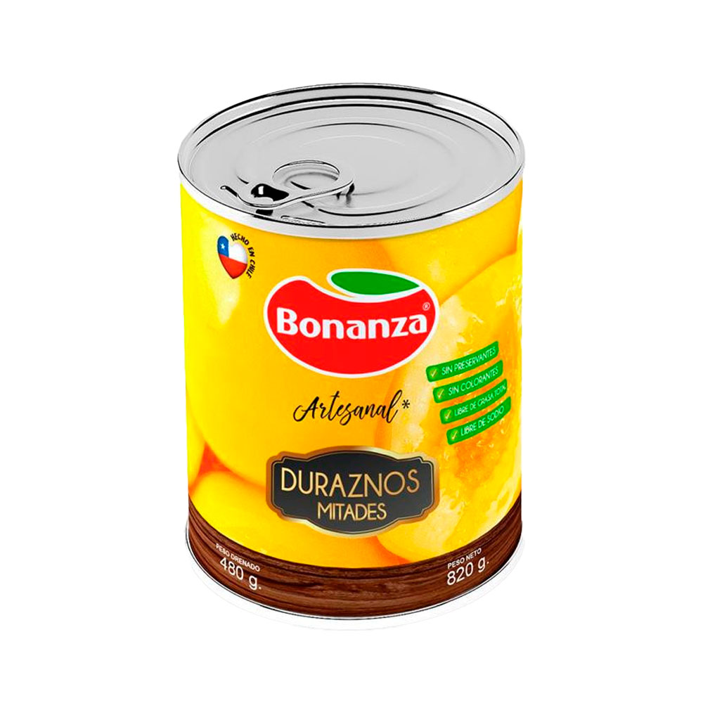 Duraznos Bonanza Mitades 820 Gr (480G Dr)