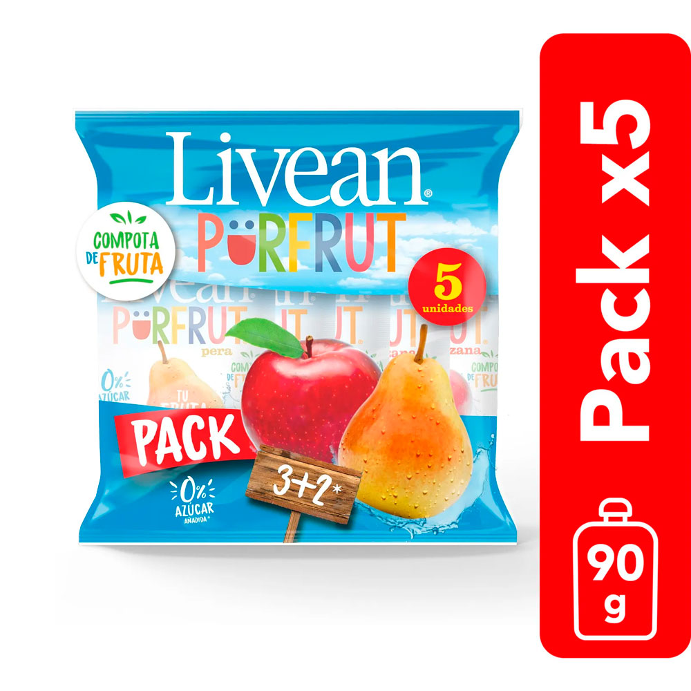 Purfrut Livean Manzana Pera Pack 5 X 90 Gr