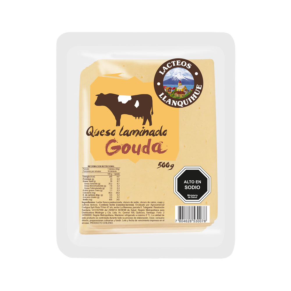 Queso Gauda Laminado Llanquihue X 500 Gr