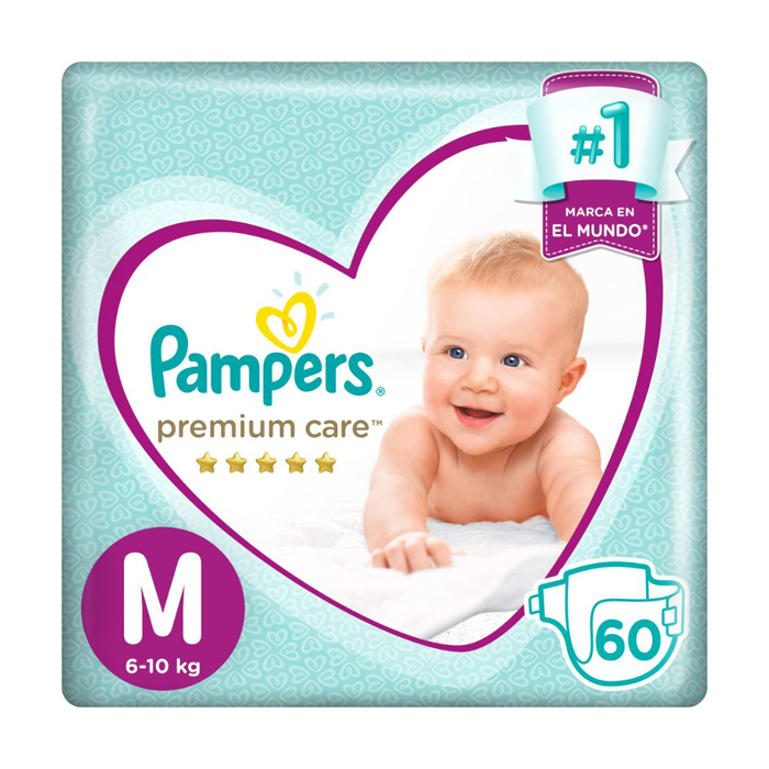  Pañal Pampers Premium Care M 60 un