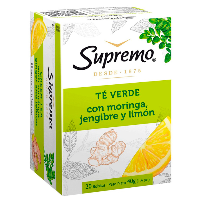 Té Supremo Moringa Jenjibre Limón 20 Bolsitas
