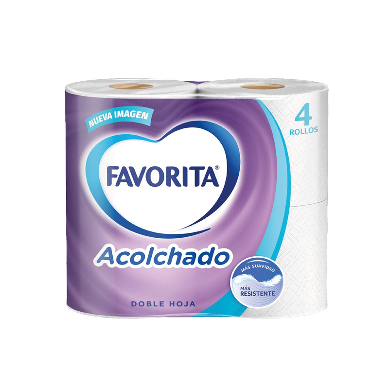 Papel Higiénico Favorita Doble Hoja Acolchado 4 rollos 22 mts
