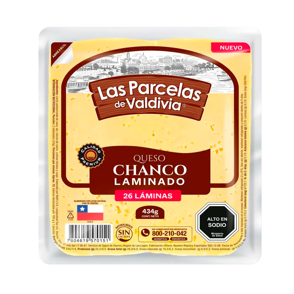 Queso Chanco L/Parcelas Laminado 434 Gr