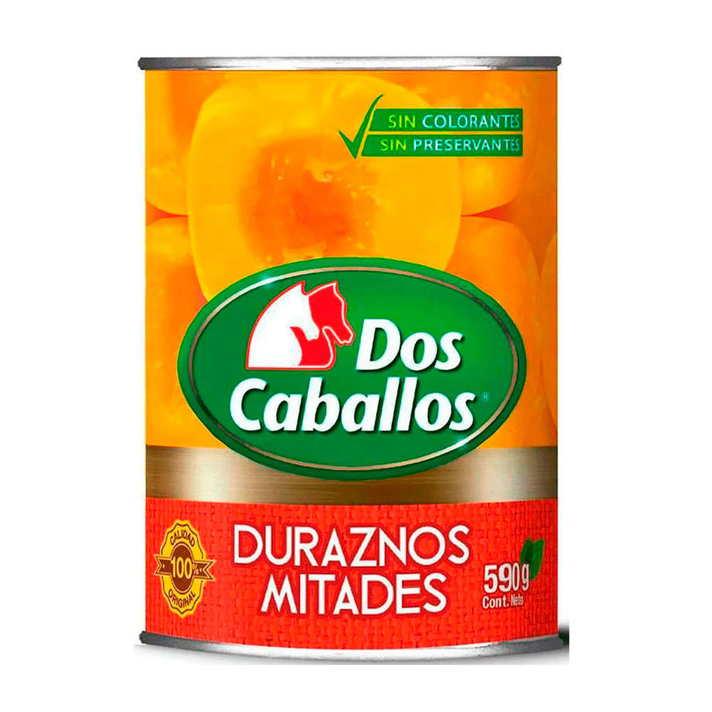 Durazno Dos Caballos Mitades 590 gr (340 Gr drenado)