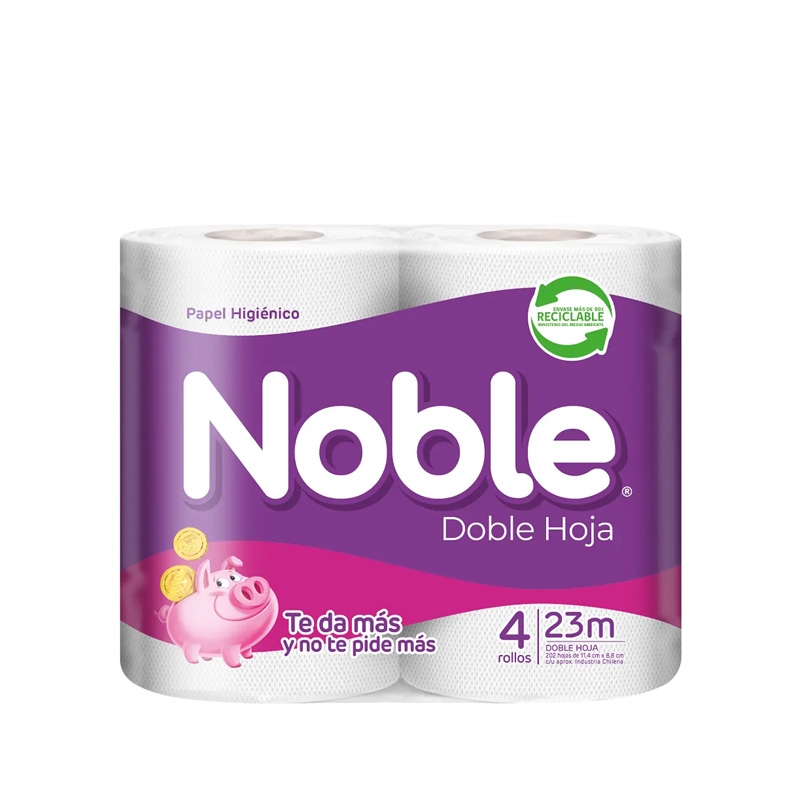 Papel Higiénico Noble Doble Hoja 4 Rollos 23 mts