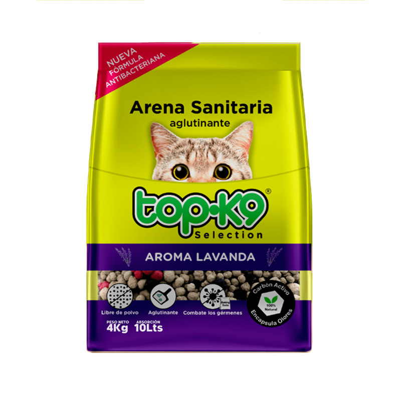 Arena Topk9 Aglutinante Lavanda 4 Kilos