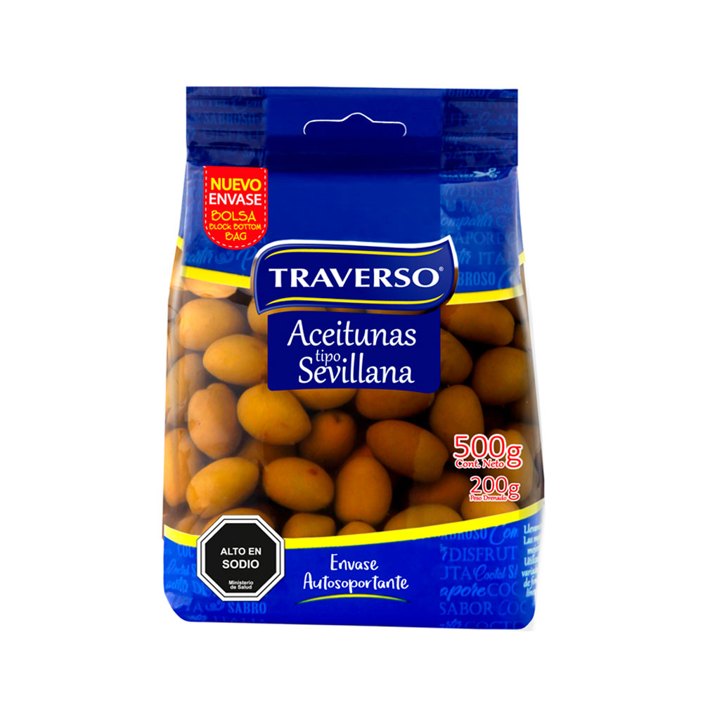 Aceituna Traverso Sevillana 500 Gr (200 Gr drenado)