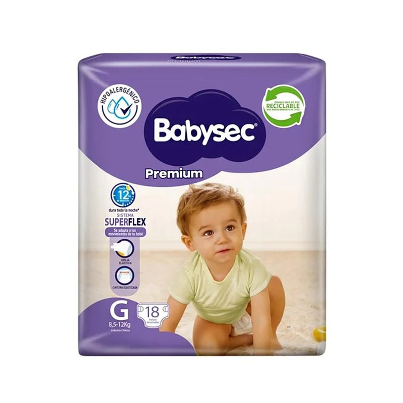 Pañal Babysec Bebé Premium G 18 unid