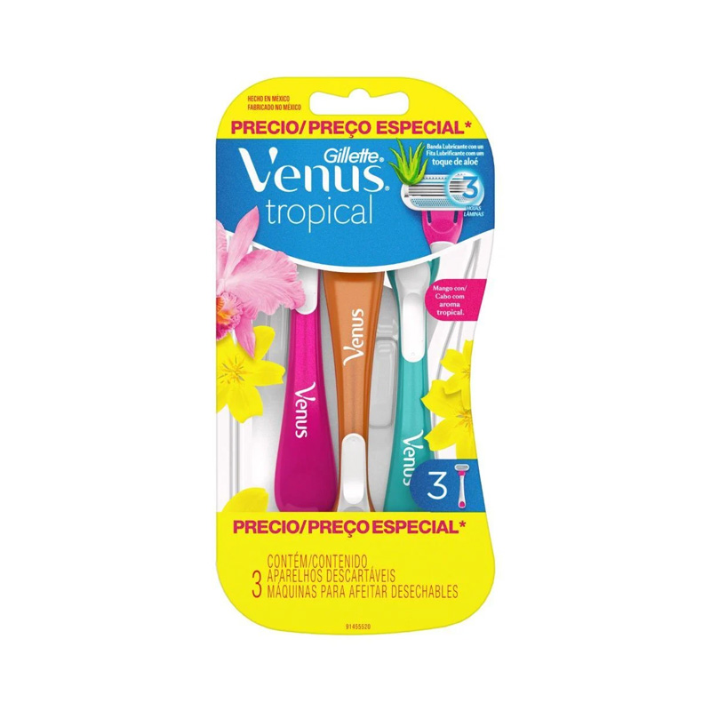 Máquina de Afeitar Venus Tropical 3 Unidades 