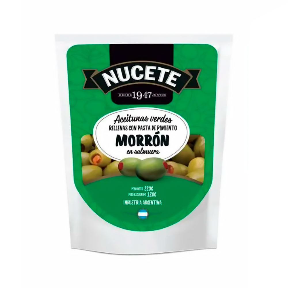 Aceituna Nucete Pimentón 220 Gr (120 Gr Drenado)