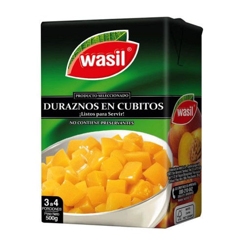 Duraznos Wasil Cubitos Tetra 500 Grs (265 Grs Drenado)