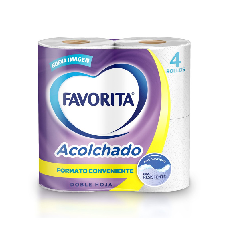 Papel Higiénico Favorita Doble Hoja Acolchado 4 rollos 22 mts