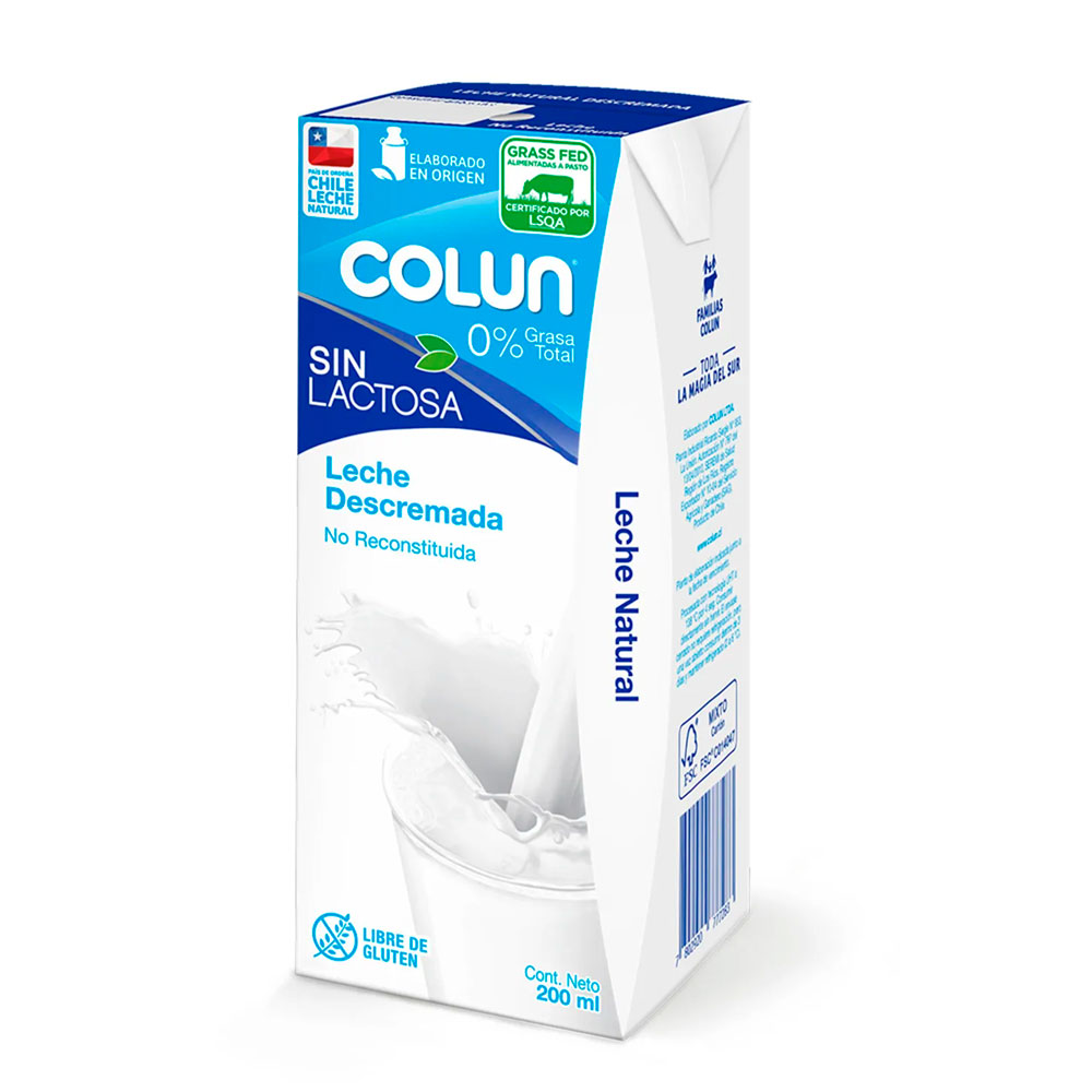 Leche Colun Descremada Sin Lactosa 200cc
