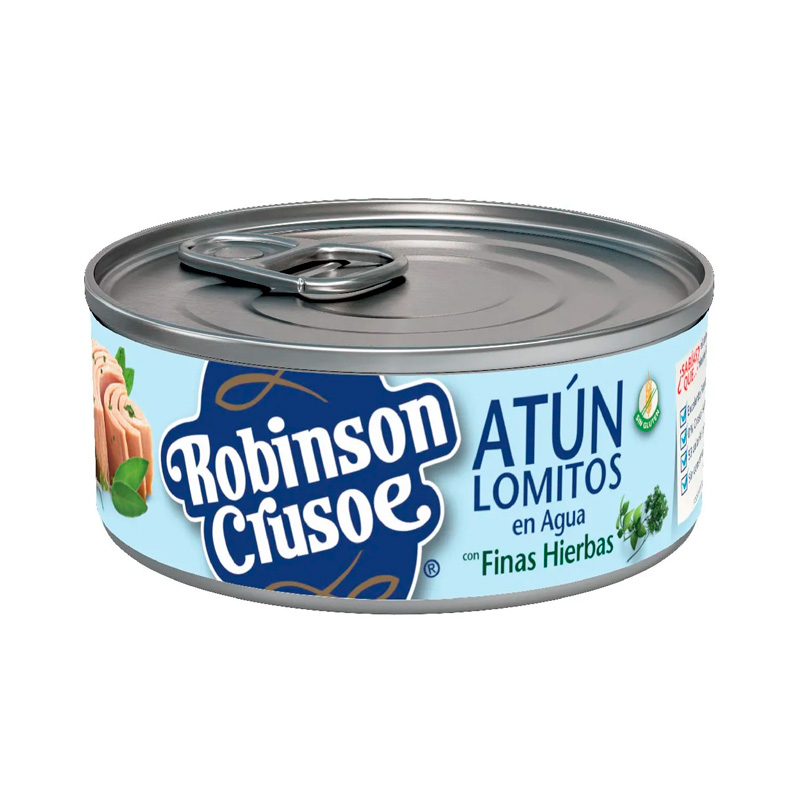Atún Robinson Crusoe Lomo Finas Hierbas 140 Grs (Drenado 91 Grs)