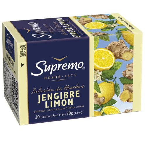Té Supremo Jengibre Limón 20 Bls