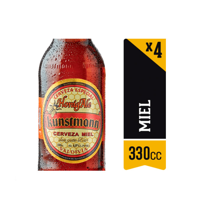  Pack Cerveza Kunstmann Miel Botella 4x330 cc