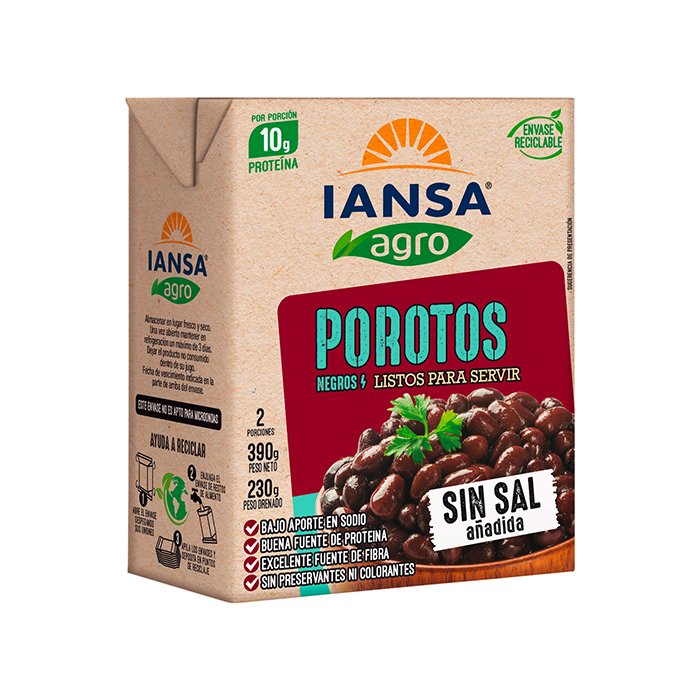 Porotos negros Iansa Agro listos para servir 390 Grs (230 Gr Drenado)