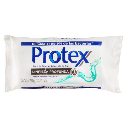 Jabon Protex Antibacterial Limpieza Profunda Barra 3X90Grs