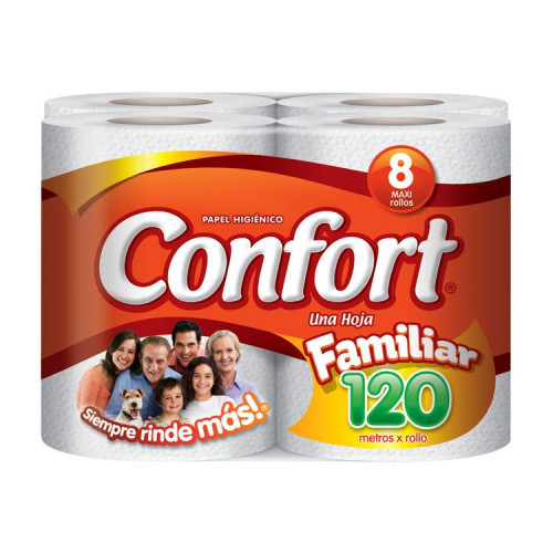Papel Higiénico Confort Familiar 8 Rollos 120 Mts