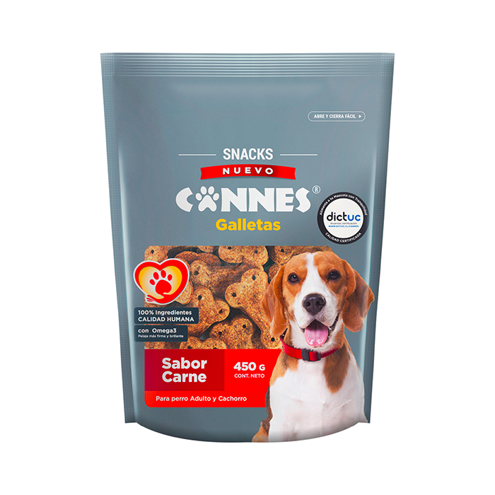Snack para perro Cannes galletas sabor carne 450 gr