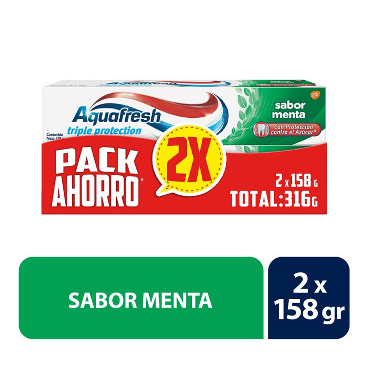 Aquafresh Menta 2X158gr