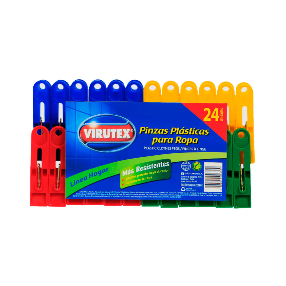 Pinzas P/Ropa Plásticas X24 - Virutex