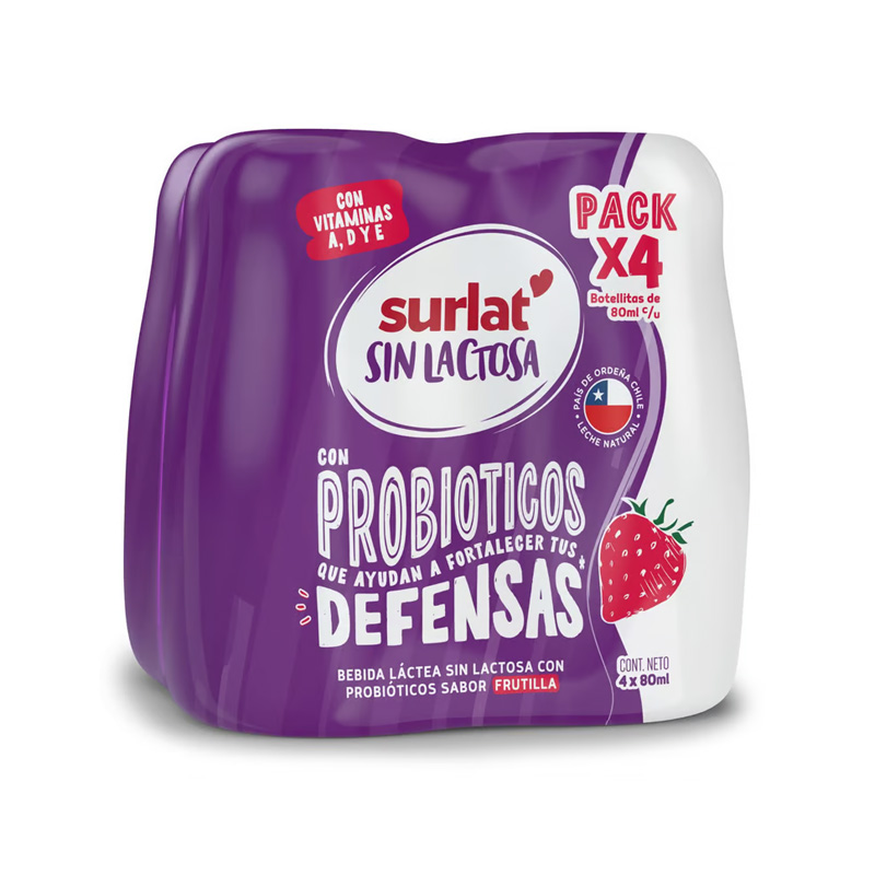 Probiótico Surlat Frutilla Sin Lactosa 4x80 ml
