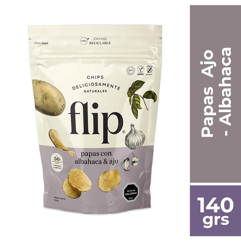 Papa Flip Chips Ajo Albahaca 140 Grs