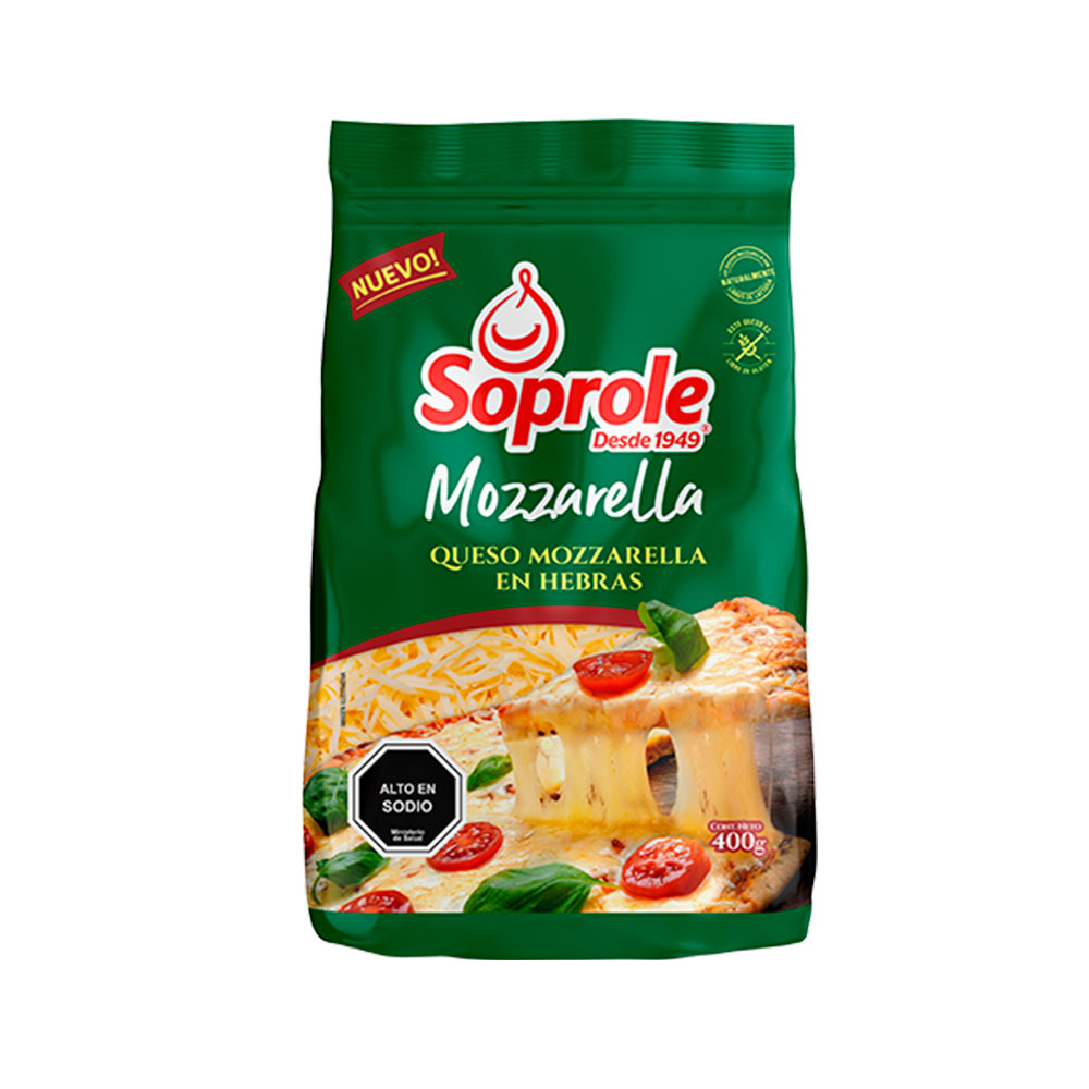 Queso Soprole Mozzarella Hebras 400 Gr