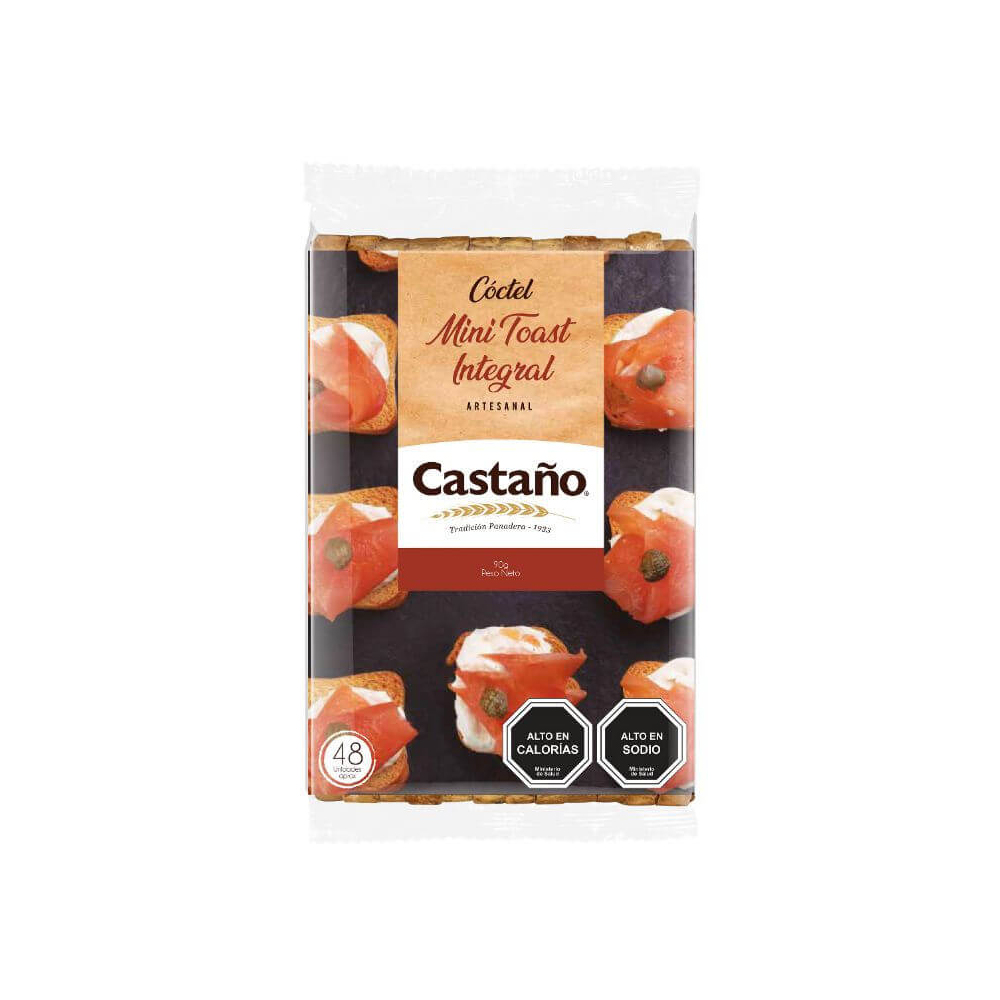 Pan Coctel Mini Toast Integral Castaño 90 Grs